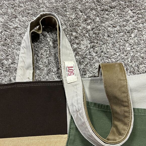 Handmade Bag Patchwork Denim Tote Bag Shoulder Bag Canvas Workwear 13x5.5x16 - Picture 5 of 11